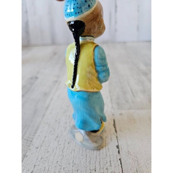 Gort wong li blue vintage boy Buddha Monk figurine Chinese Japanese priolo statu - Picture 5 of 9